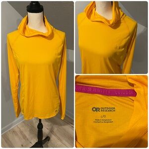 Outdoor Research Echo Hoodie Shirt Size Large Orange UV Protection Lightweight